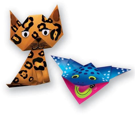 Sada malých papierových výtvorov: origami zvieratká, krabička, pop-up karta