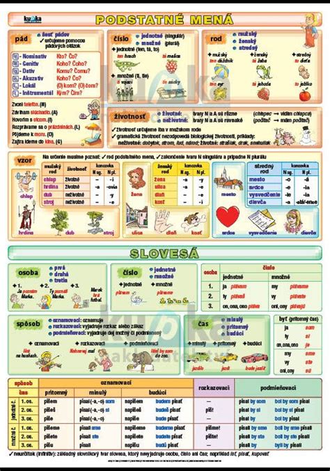Infografika slovesných gramatických kategórií pre ľahšie zapamätanie