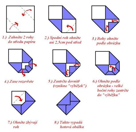 Ručne vyrobená origami obálka z farebného papiera, zdobená stuhou
