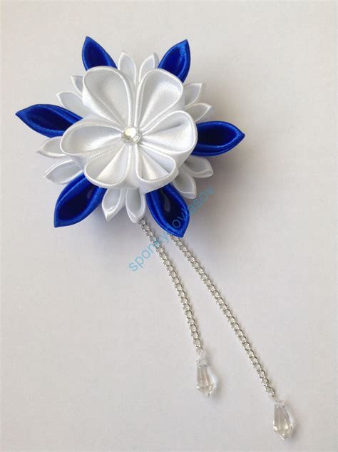 dámska spona do vlasov s kanzashi kvetinovou ozdobou