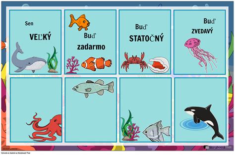 Ilustrácia morských živočíchov v hlbokomorskom prostredí.