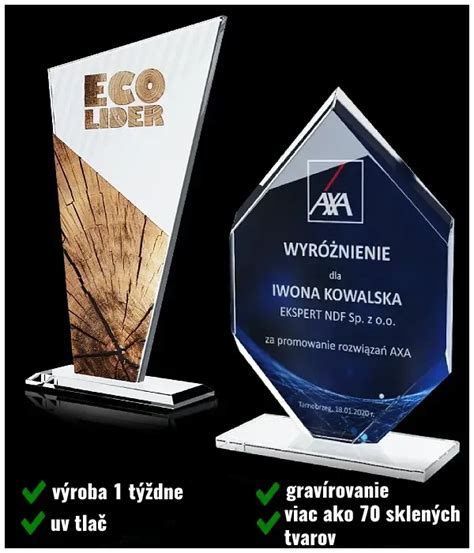 Sklenené športové trofeje a ocenenia