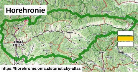 mapa regiónu Horehronie s vyznačenými oblasťami
