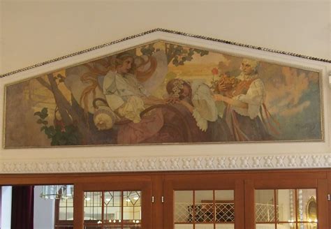 freska od Alfonsa Muchu v hoteli Thermia Palace v Piešťanoch