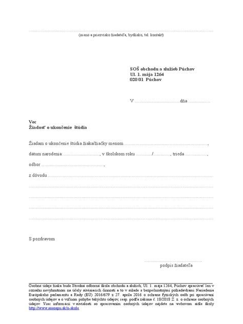 Ilustrácia zarovnania dátumu a adresy v blokovom formáte listu.