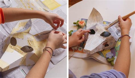 Ilustrácia procesu výroby masky technikou papier-mâché