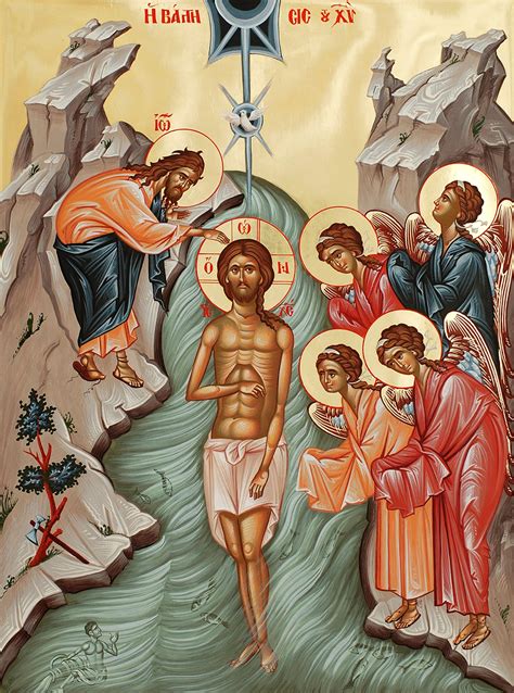 Ikona znázorňujúca Krst Isusa Christa v rieke Jordán