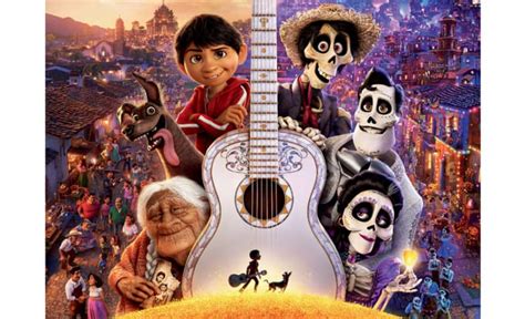 Scéna z filmu Coco s postavami z ríše mŕtvych.
