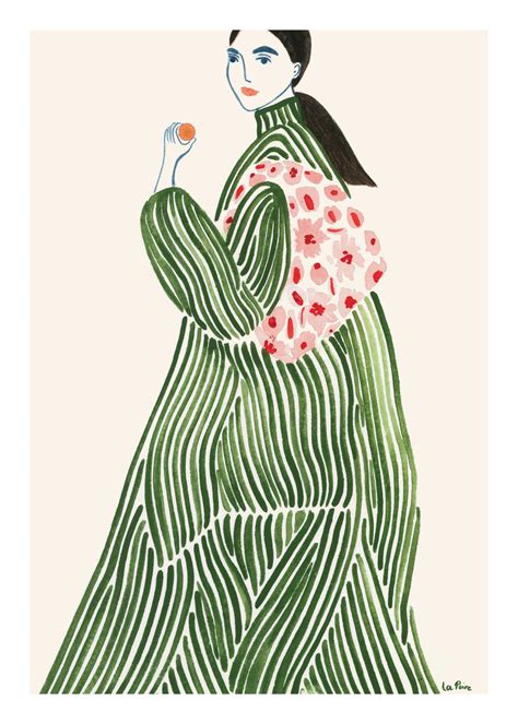 ilustrácia zvodnej ženy v jarnom prostredí