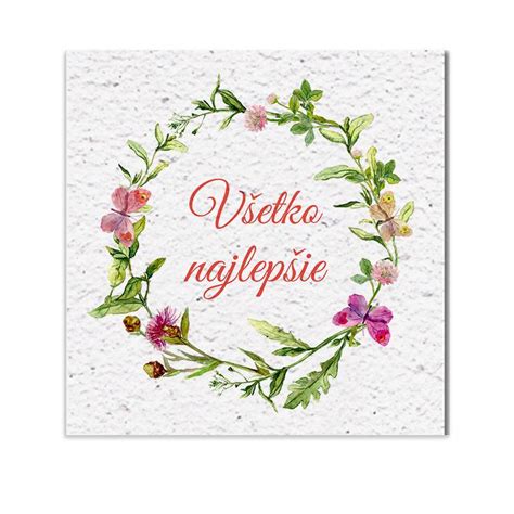 Gratulačná kartička s kvetmi a nápisom 