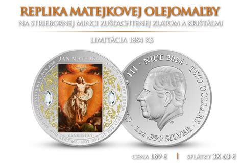 Detailný záber striebornej mince s portrétom Jána Jessenia a dobovým výjavom z pitvy