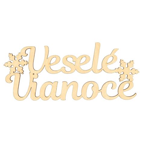 Drevený ozdobný nápis „Veselé Vianoce“ s vianočnými motívmi