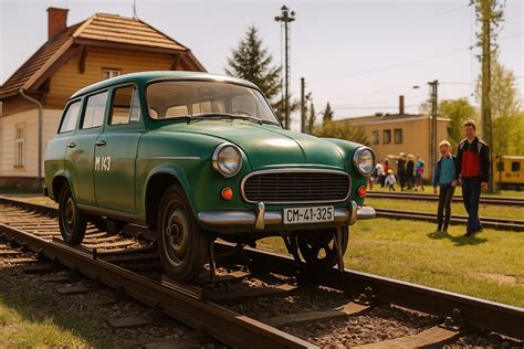 Záber na historický motorový vozeň „Hurvínek“ (M131.1053) počas jazdy na trati.