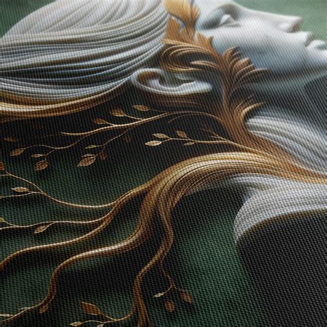 Detail ženskej partie zdobenej perlami a stuhami