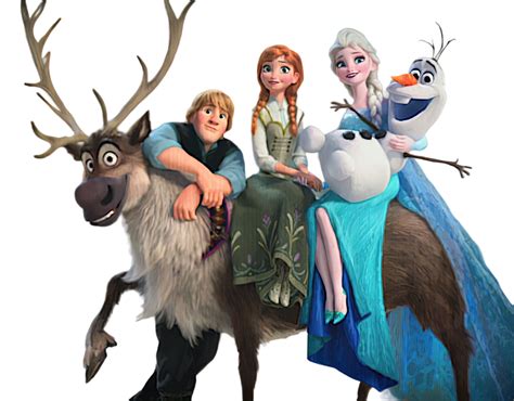 Ilustrácia postáv z Ľadového kráľovstva (Anna, Elsa, Olaf, Kristoff, Sven)