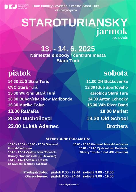 Infografika s kľúčovými dátami pre predajcov na 32. ročník Staroturianskeho jarmoku: termíny, kontakty