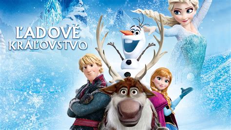 scéna z filmu Ľadové kráľovstvo s Annou, Elsou, Olafom, Kristoffom a Svenom