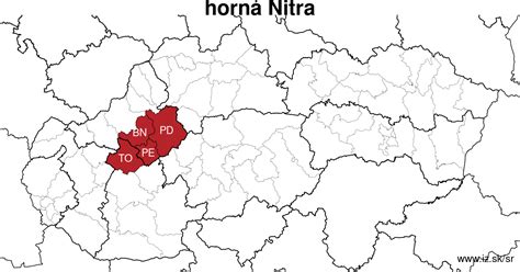 mapa regiónu Horná Nitra a Pravnianskej doliny