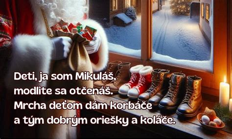 Ilustrácia: Deti čistia čižmičky pred oknom pre Mikuláša.