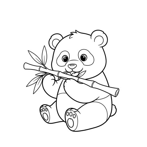 Detailná čiernobiela perokresba pandy s bambusom pripravená na tlač vo vysokom rozlíšení