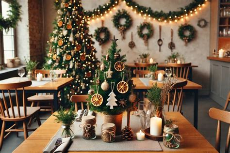 Nápady na vianočnú výzdobu jedálne s prírodnými girlandami