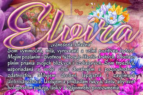 Ilustrácia s rôznymi významami mena Elvíra