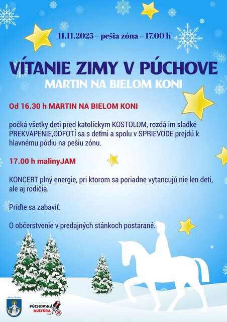 Podujatie Martin na bielom koni s umelým snehom a jazdcom na bielom koni