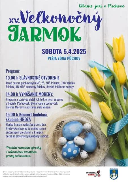 Veľkonočný jarmok s predajom remeselných výrobkov a veľkonočných dekorácií