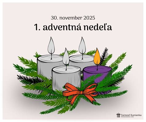 Ilustrácia adventného venca so štyrmi sviečkami, ktoré postupne zapaľujú.