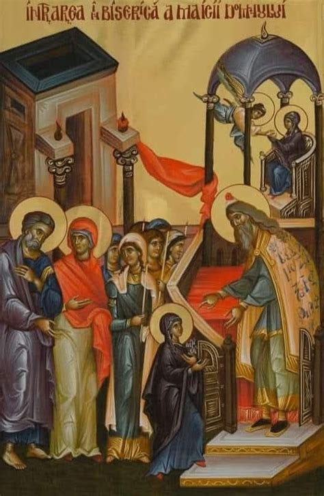 Ikona Vstupu presvätej Bohorodičky do chrámu, zobrazujúca malú Máriu vchádzajúcu do chrámu v sprievode Joachima a Anny.