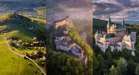 Koláž fotografií unikátnych miest na Slovensku vhodných pre fotenie (napr. Rozhľadňa Zbojská, Lavička Gardeon, Rebrík do neba, Hojdačka s výhľadom)