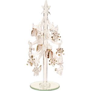 Trblietavý sklenený vianočný stromček s LED podsvietením