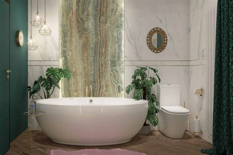 provensalská kúpeľňa s voľne stojacou vaňou a bielym nábytkom