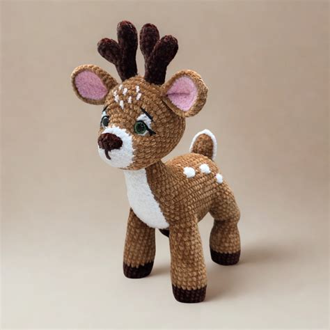 zobrazenie hotového vianočného háčkovaného sobíka v technike amigurumi