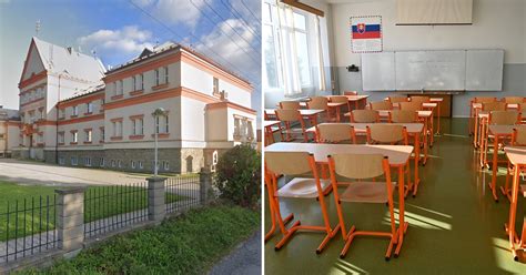 Záber na riaditeľa školy počas príhovoru v školskej aule pred žiakmi a rodičmi