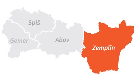 Mapa regiónu Zemplín s vyznačenou polohou Zemplínskej Teplice a okresu Trebišov