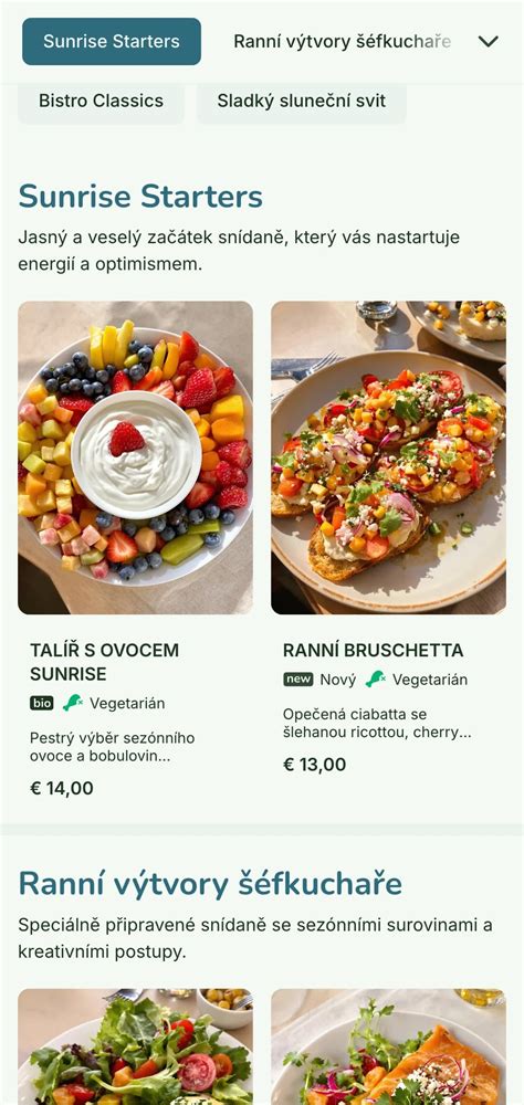 Ukážka servírovaného sezónneho menu s lokálnymi surovinami