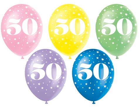 farebné dekorácie a balóny s číslom 50