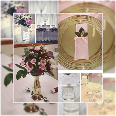 koláž ilustrujúca rôzne štýly svadobnej výzdoby: rustikálny, boho, elegantný, vintage