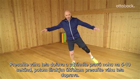 ilustrácia pacienta vykonávajúceho balančné cvičenia