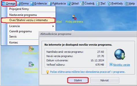 Obrazovka prihlásenia do programu OMEGA