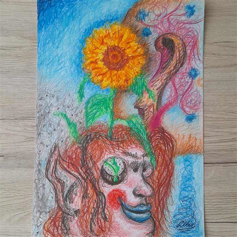 Kresba študenta alebo umelecké dielo z výstavy školy