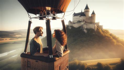 Ilustrácia: Pár na romantickom zážitku (let balónom, večera)