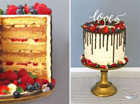 Ilustrácia skladania poschodovej torty s krémom a ovocím