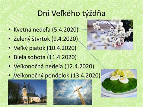 Infografika znázorňujúca časovú os Veľkého týždňa od Kvetnej nedele po Veľkonočný pondelok s hlavnými udalosťami