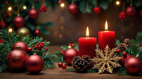 tradičná vianočná výzdoba s červenými, zelenými a zlatými prvkami a prírodnými ozdobami