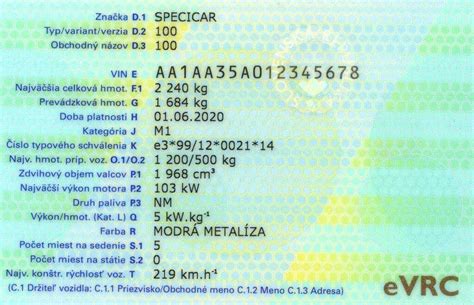 Ilustrácia technického preukazu vozidla