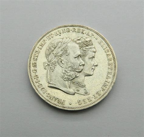 Strieborná minca 2 Zlatník - Svadba Fr. Jozefa a Alžbety 1879