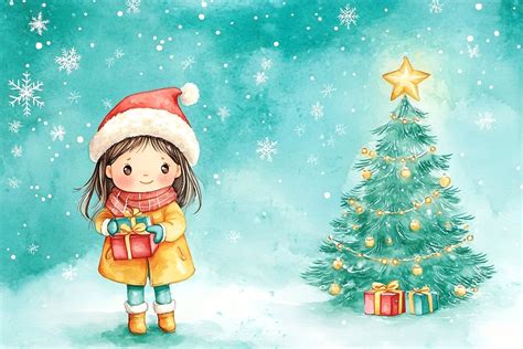 ilustrácia dieťaťa kresliaceho vianočný motív