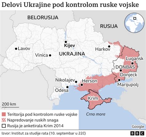Mapa znázorňujúca súčasnú situáciu na bojisku na Ukrajine